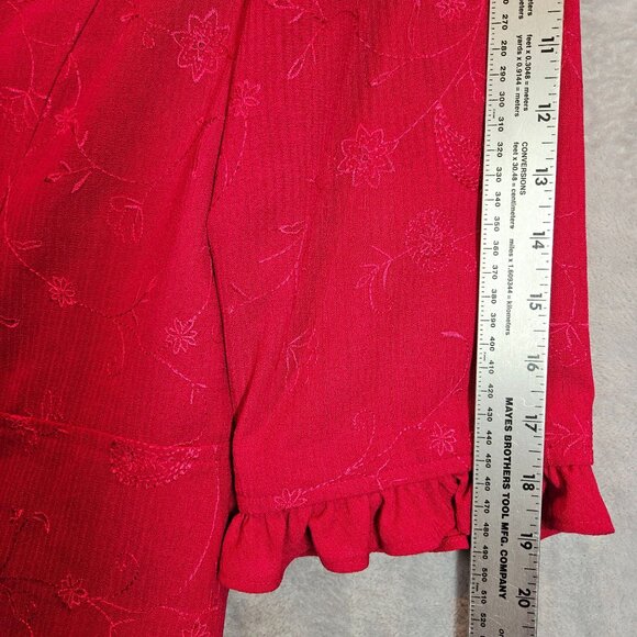 Sag Harbor Womens 16 Red Two-Piece Dress Jacket Set career Formal embroidered - Picture 12 of 16